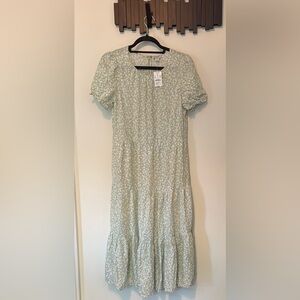 J. Crew Green short Sleeve Midi Sundress